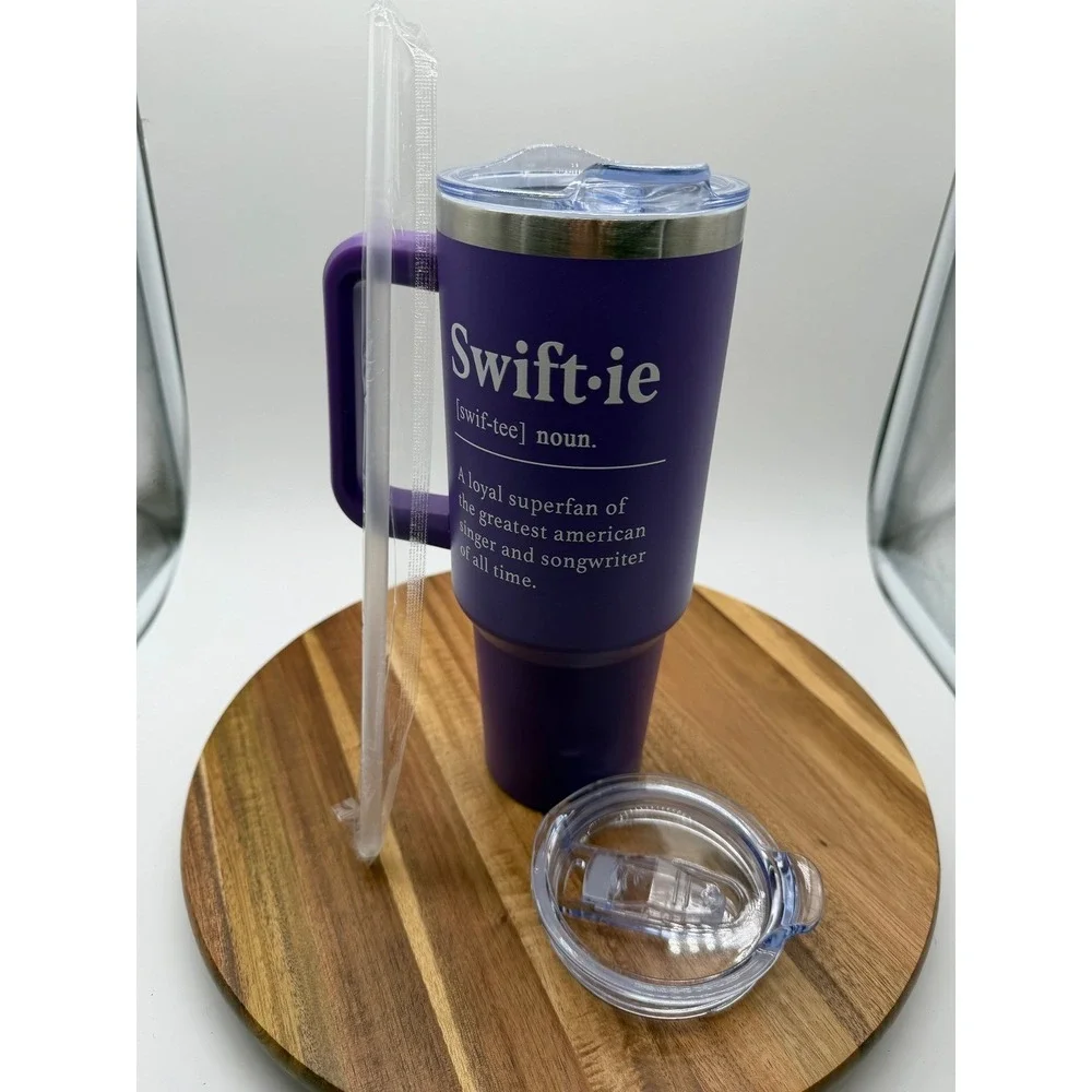 Kikuhe Swiftie Purple Insulated‎ Stainless Steel Tumbler Handle and Straw 0744